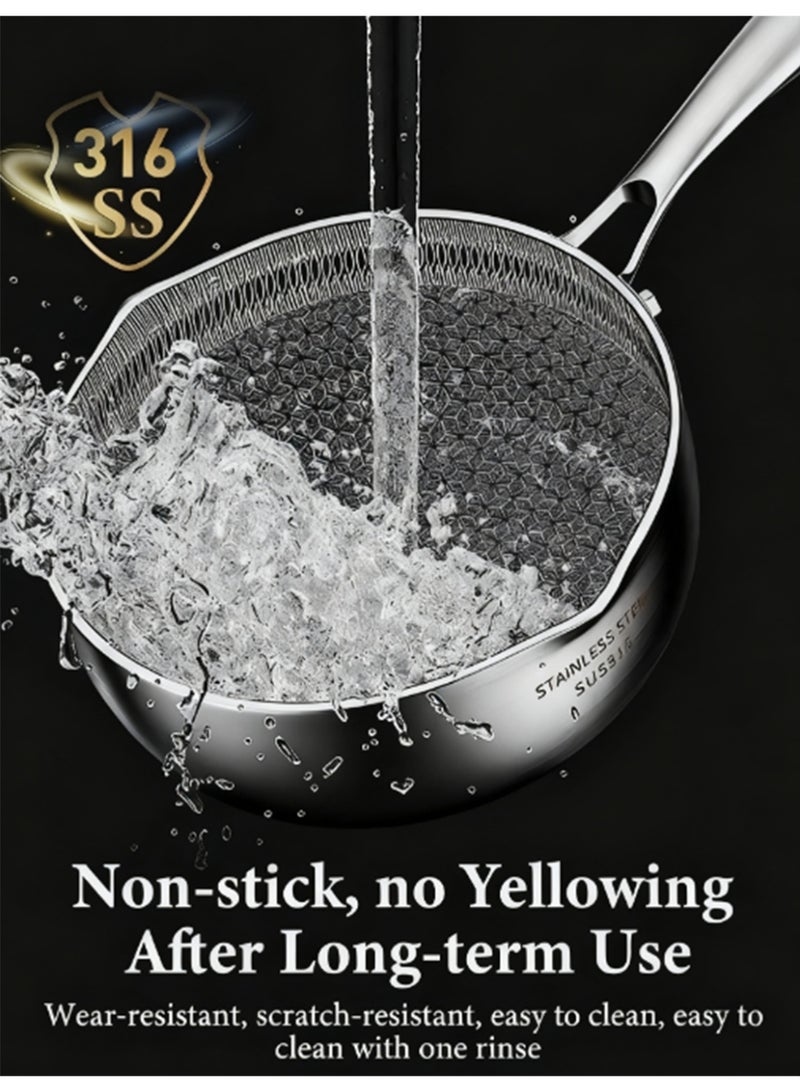 Arabest Nonstick Saucepan with Lid 316 Stainless Steel Multipurpose Pot Common to All Stoves Dishwasher Safe Extended Handle Fry Pan 20 CM - Image 3