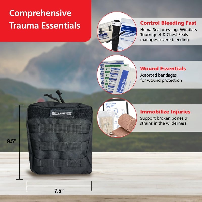 First Aid Only Elite First Aid 82Piece IFAK Emergency Trauma Kit MOLLECompatible Tactical First Aid Kit with Tourniquet for Car Home Camping and More 91673 - Image 4