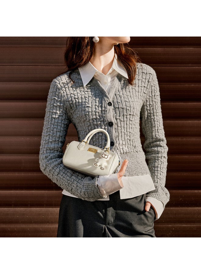 Nucelle Genuine Leather Boston Cowhide Handbag Shoulder Crossbody Bag New Year Birthday Gift For Girlfriend - Image 1