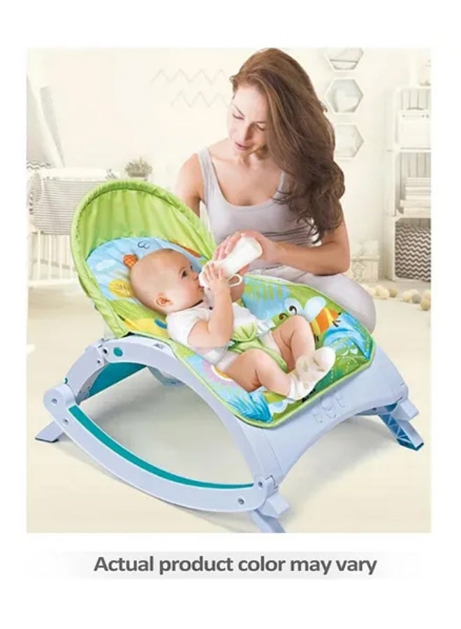 PlayNation Play Nation Newborn To Toddler 2-in-1 Portable Baby Rocker, Giraffe Print, With Food Tray, 5-Point Safety Harness, Detachable Toy Bar, 0 Months+, 65 x 50 x 62cm - Green - Image 5
