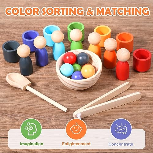 BBtinker Montessori Wooden Balls in Cups Toddler Color Sorting Toys and Matching Game Preschool Learning Activities Educational Fine Motor Skill Toy for Kids - Image 5