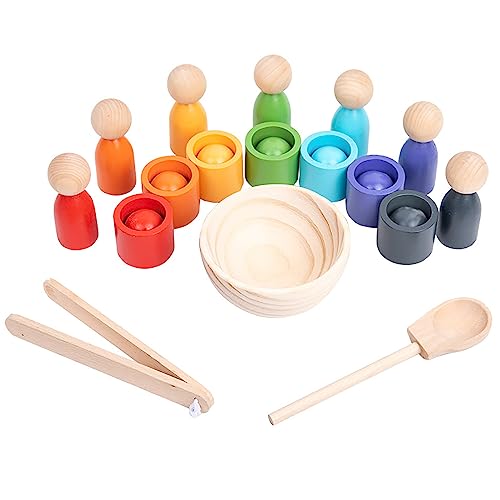 BBtinker Montessori Wooden Balls in Cups Toddler Color Sorting Toys and Matching Game Preschool Learning Activities Educational Fine Motor Skill Toy for Kids - Image 1
