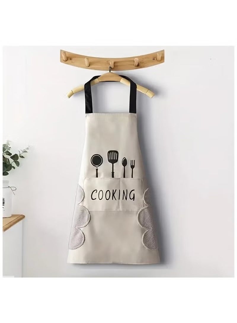 2 Pack Kitchen Apron with Hand Wipe, Water-drop Resistant with 2 Pockets Cooking Bib Aprons for Women Men Chef - Image 2