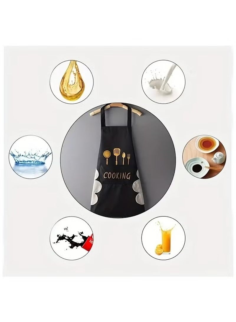 2 Pack Kitchen Apron with Hand Wipe, Water-drop Resistant with 2 Pockets Cooking Bib Aprons for Women Men Chef - Image 4