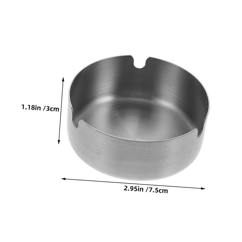 2 Pcs 8cm Stainless Steel Cigarette Ashtray Round Metal Smoke Tray For Indoor Outdoor Home Office - Image 3