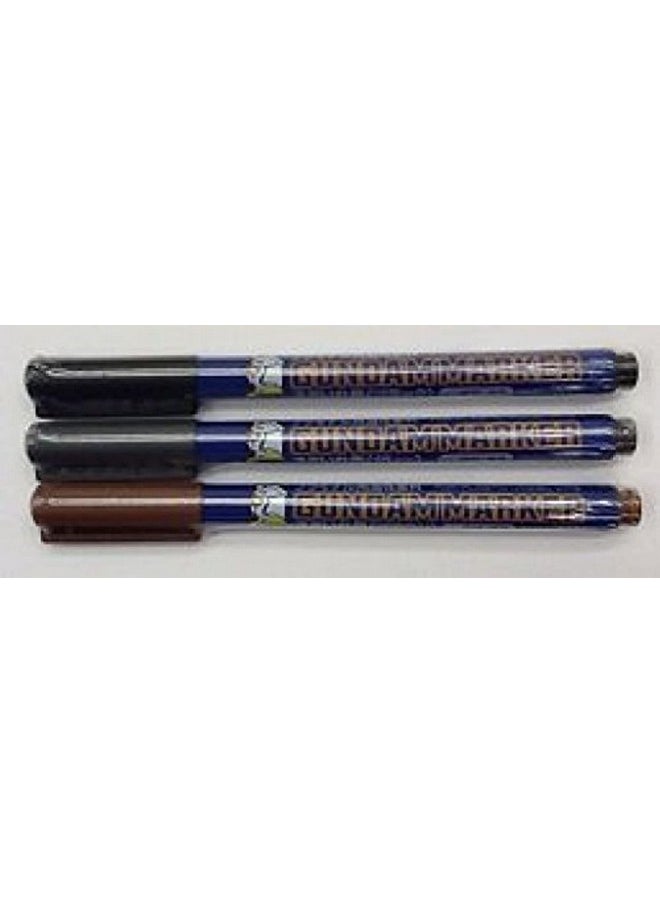 GSI Creos GSI Creos Gundam Marker Value Set -GM01&02&03- (Black, Gray, Brown)  - Image 1