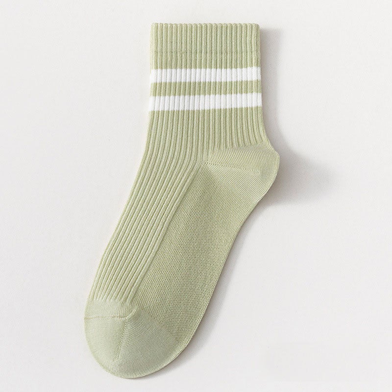 Generic New Womens Cotton Socks Thin Mid-Calf Sports Yoga Bud green - Image 1