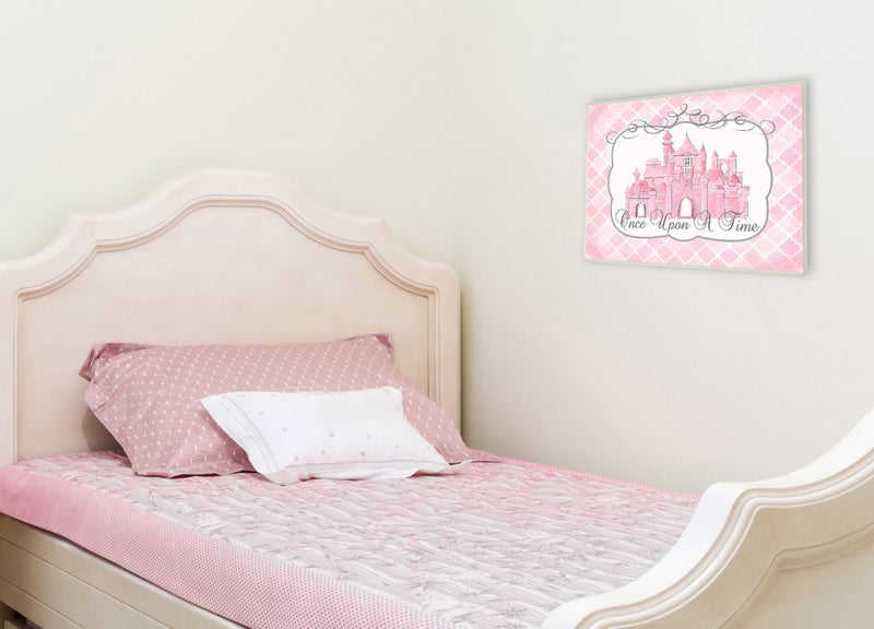 Stupell Industries Stupell Home Décor Once Upon a Time Pink Water Color Castle Wall Plaque Art, 10 x 0.5 x 15, Proudly Made in USA - Image 2