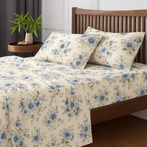 Bhoomi Impex King Size Bedsheet – Bluebell Bloom Print – Ultra Soft & Breathable Microfiber – 102 x 108 Inches – Flat Sheet with 2 Pillow Covers – Wrinkle-Free, Skin-Friendly Summer Bedding - Image 2