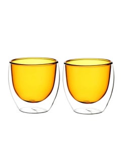 BLACKSTONE 2-Piece Double Wall Glass Tumbler Yellow 250ml 