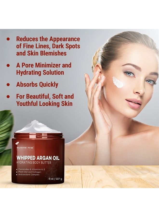 Majestic Pure Whipped Argan Oil Body Butter for Women & Men - With Ceramides, Vitamin E & A & Vegan Collagen - Whipped Body Butter Argan Oil For Skin, Face, & Appearance of Wrinkles & Fine Lines - 8oz  - Image 4