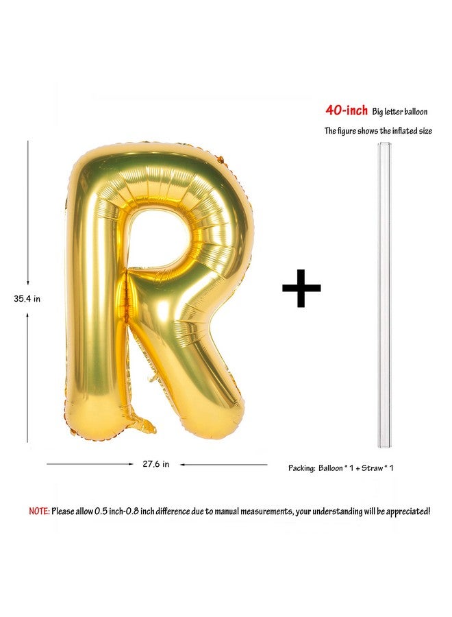 CHANGZHONG Letter Balloons 40 Inch Giant Jumbo Helium Foil Mylar For Party Decorations Gold (Letter R 40 Gold) - Image 2