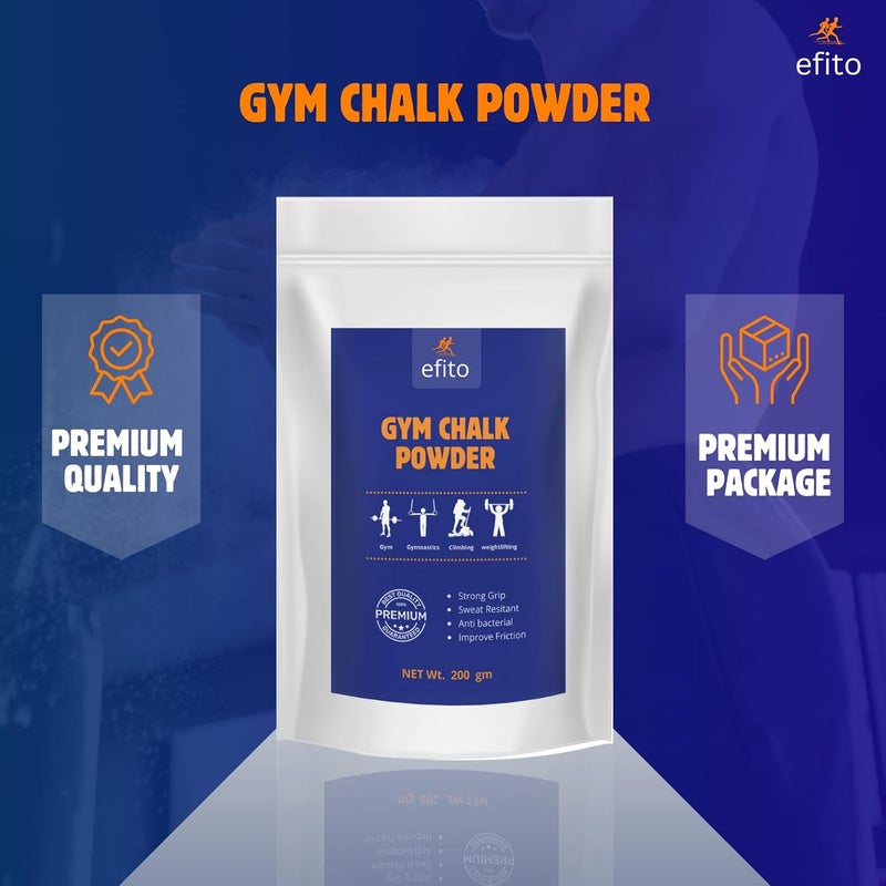efito Gym Chalk Powder, 200g Pure Magnesium Carbonate for Gym, Weightlifting, Bodybuilding, Rock Climbing, Gymnastics & Sports, Superior Grip, Sweat-Free Performance & Enhanced Control - Image 2