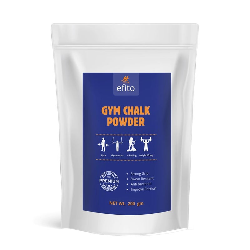 efito Gym Chalk Powder, 200g Pure Magnesium Carbonate for Gym, Weightlifting, Bodybuilding, Rock Climbing, Gymnastics & Sports, Superior Grip, Sweat-Free Performance & Enhanced Control - Image 1