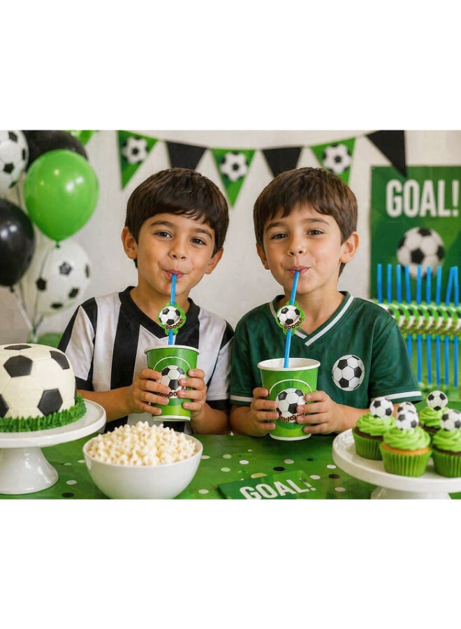 Toyland Football Party Straw 6 Pc Set – Kids Birthday Drink Straws, Soccer Theme Party Supplies - Image 2