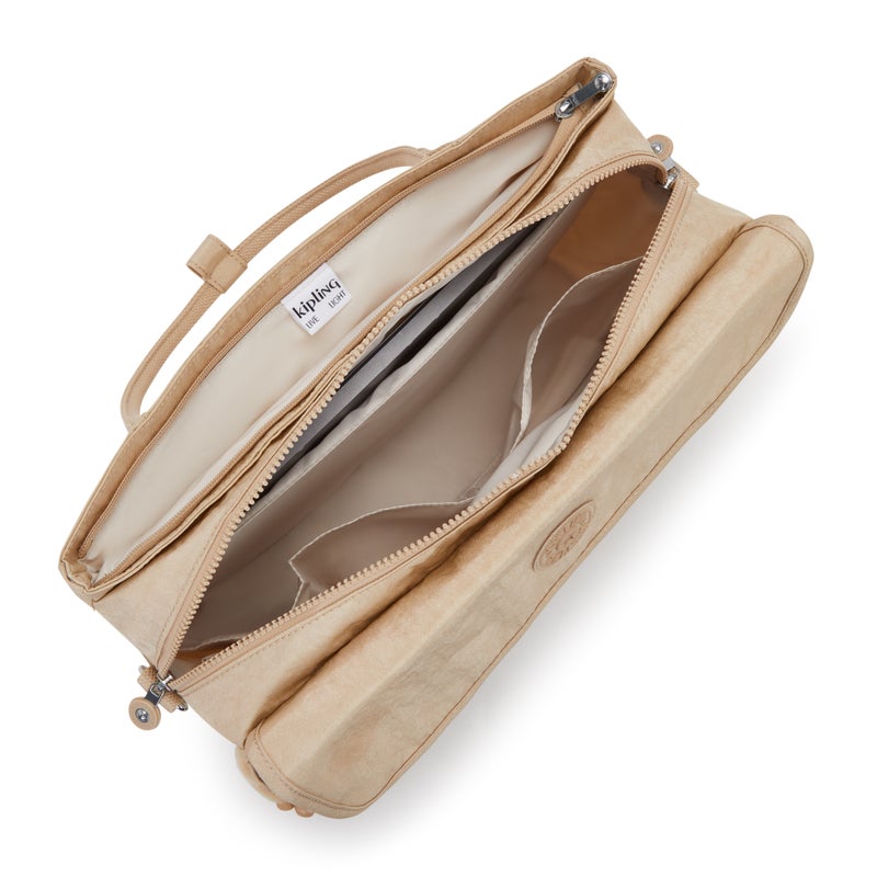 kipling Superworker S Sparkled Beige Small Working Bag With Removable Shoulder Strap - Image 3