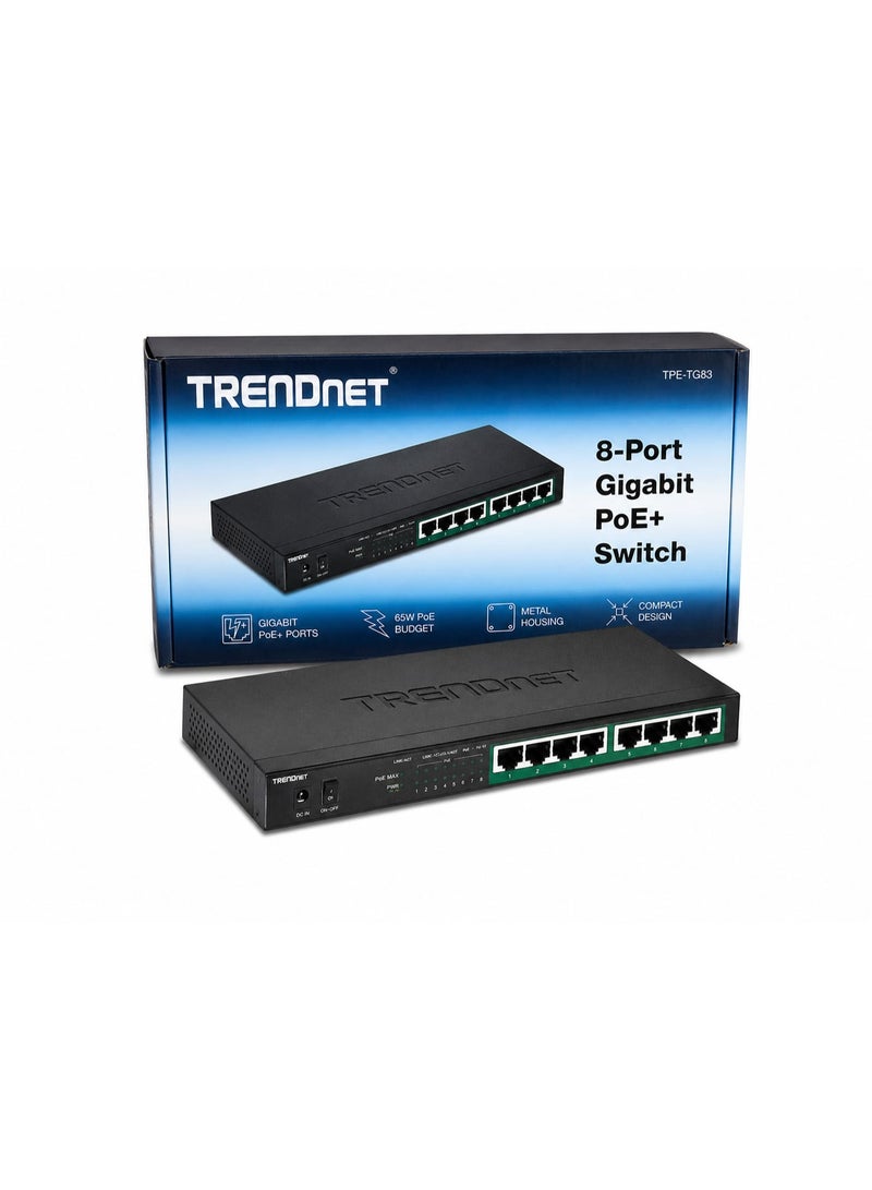 سويتش TRENDNET جيجابت PoE+ بـ 8 منافذ TPE-TG83