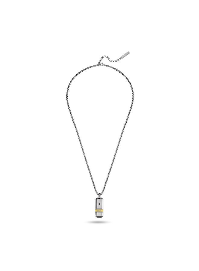 بوليس قلادة بطاقة كريستال رمادية وذهبية للرجال - Image 1