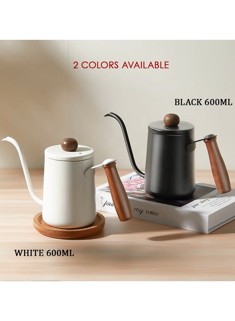 OMRAN CART Pour Over Coffee Kettle 600ml with wooden handle and lid cap which has good spout for pouring - stainless steel material - Image 4