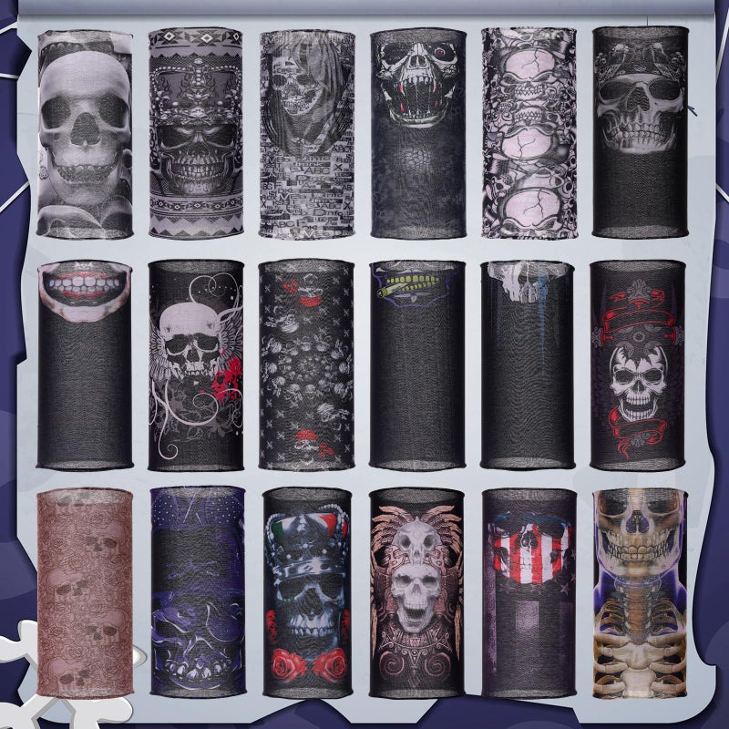 Tarpop 30 Pcs Skull Face Mask for Summer Work Halloween Motorcycle Neck Gaiter Bulk Seamless Headwear Balaclava Face Covers (Elegant Style) - Image 4