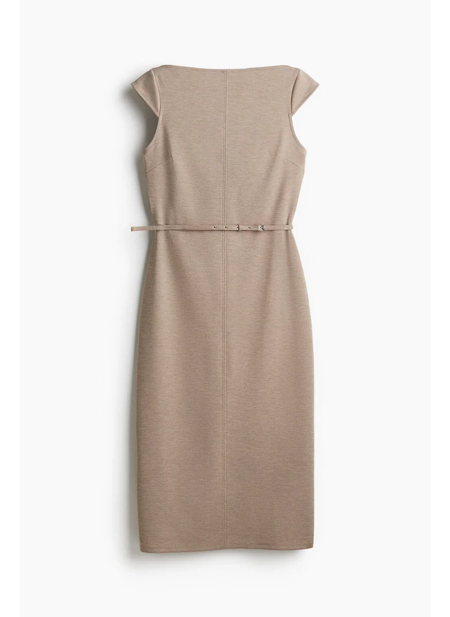 H&M Belted Cap-Sleeved Dress