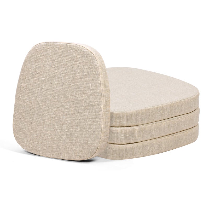 baibu 14x14 Memory Foam Metal Chair Cushions Set of 4 DualLayer Design NonSlip Metal Dining Chair Pads Kitchen Seat Cushion with Machine Washable Cover 4 Counts Light Beige