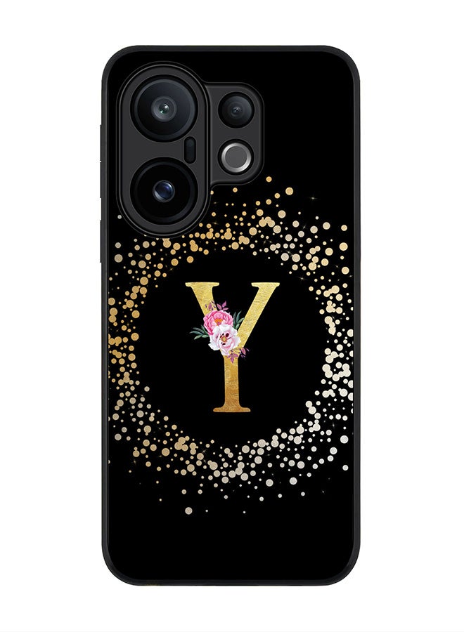 Stylizedd For vivo X200 FE / S30 Pro mini Case,Slim fit Camera Protection, Shockproof Thin Phone cover  - Custom Monogram Floral - Y ( Black )