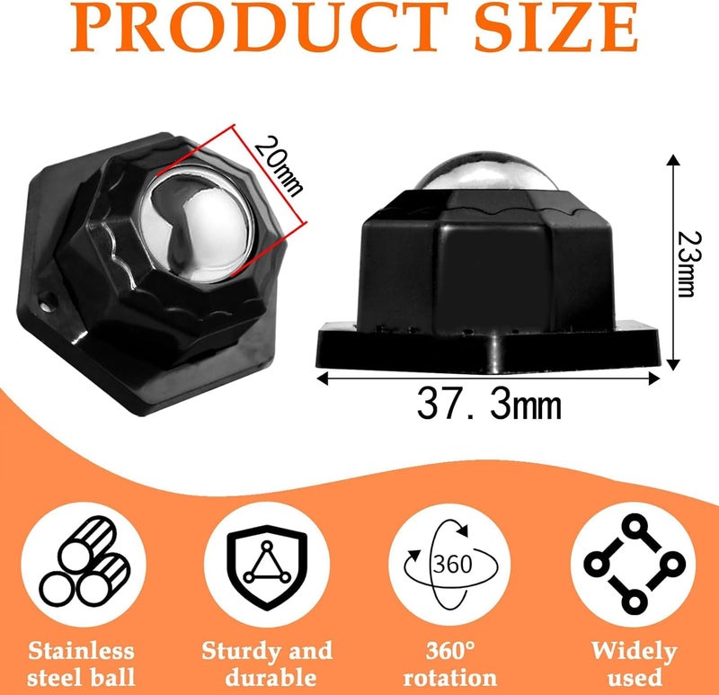 HZYH 4Pcs Ball Bearing Rollers, 360º Rotation Universal Ball Casters for Small  Furniture - Image 2