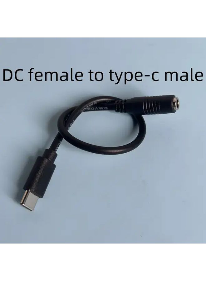 2 قطع كابل DC إلى Type C أنثى إلى ذكر كابل تحويل للمراوح ومصابيح LED ومحول الطاقة اتصال موصل مضغوط أسلاك موثوقة عالية الجودة أسود - Image 1