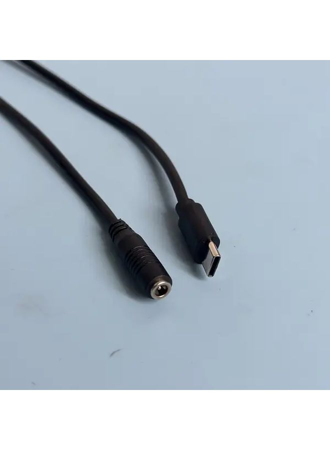 2 قطع كابل DC إلى Type C أنثى إلى ذكر كابل تحويل للمراوح ومصابيح LED ومحول الطاقة اتصال موصل مضغوط أسلاك موثوقة عالية الجودة أسود - Image 5