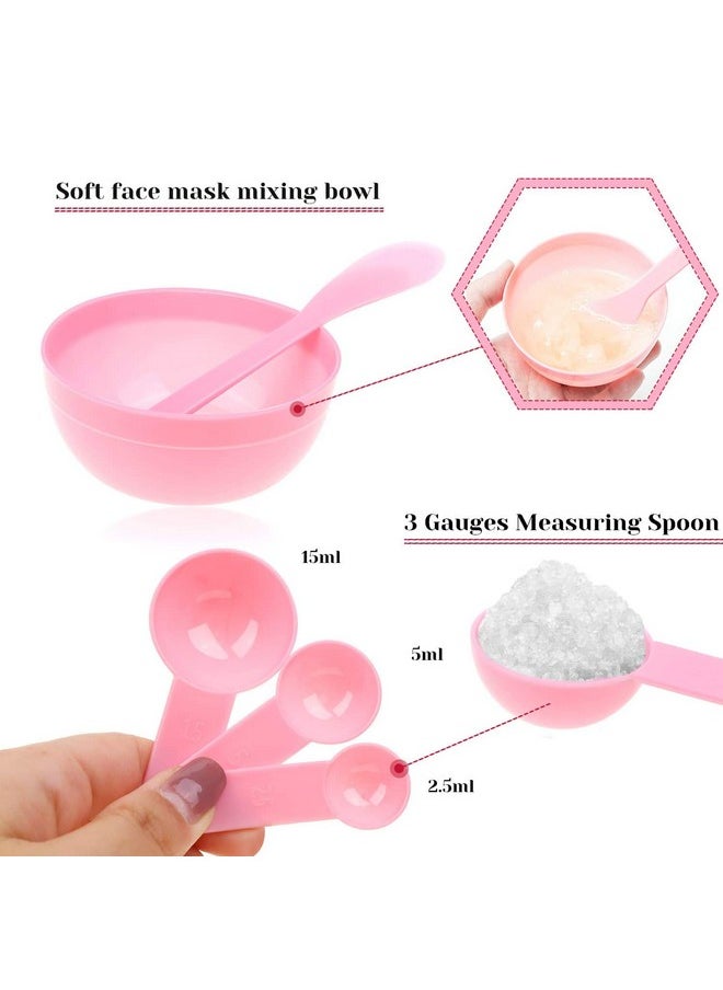 anezus Nezus 11 Pcs Diy Facial Mask Mixing Tool Kit With Bowl Stick Spatula Silicone Brush Spray Bottle Puff Soaking Bottle Gauges (Pink)  - Image 4