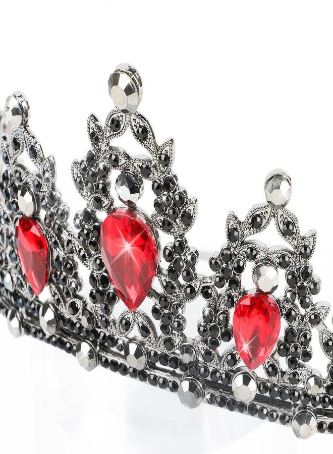 CIEHER Red and Black Birthday Decorations - Crystal Crown and Queen Sash Set, Tiara for Women, Vintage Queen of Hearts - Image 4