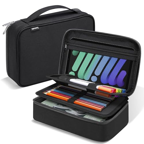 Zannaki Upgraded Large Capacity Pencil Case Pouch Marker Pen Stationery Bag Art Storage Box for Bullet Journal Student Teen Girl Boy Women Adult Middle High School Supplies College Essentials Black - Image 1