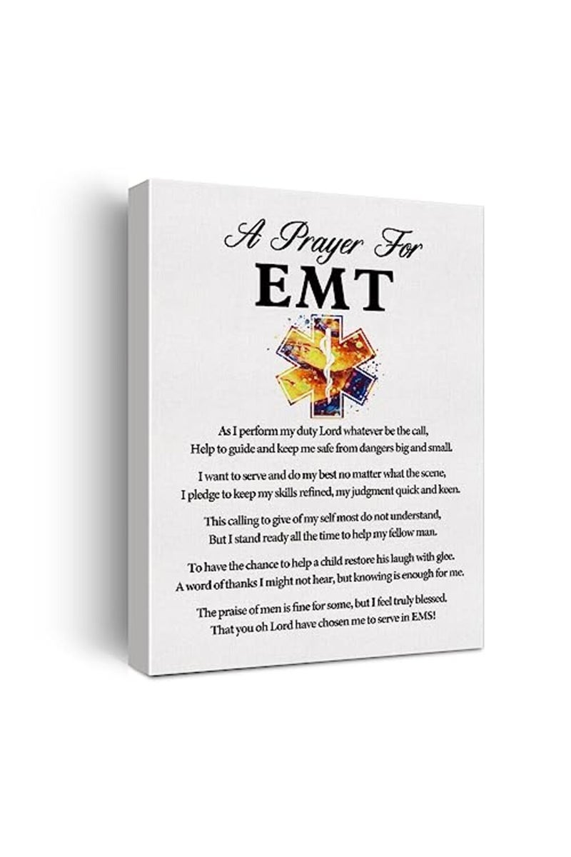 Hijie a EMT's Prayer Quote Poster Canvas Wall Art for Office Home Decor - EMTs Medical Professionals Canvas Print Wall Art Painting Ready to Hang Gifts - Easel & Hanging Hook 12x15 Inch - Image 2