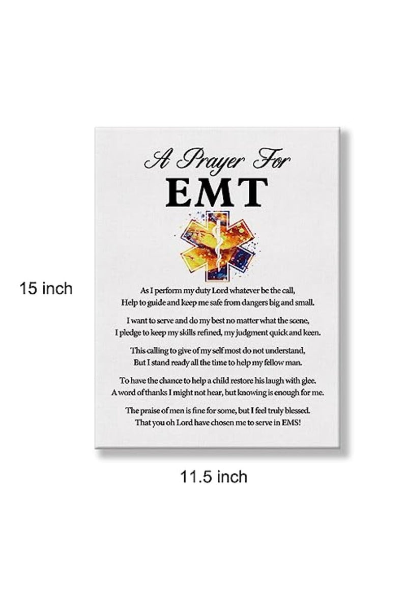 Hijie a EMT's Prayer Quote Poster Canvas Wall Art for Office Home Decor - EMTs Medical Professionals Canvas Print Wall Art Painting Ready to Hang Gifts - Easel & Hanging Hook 12x15 Inch - Image 3
