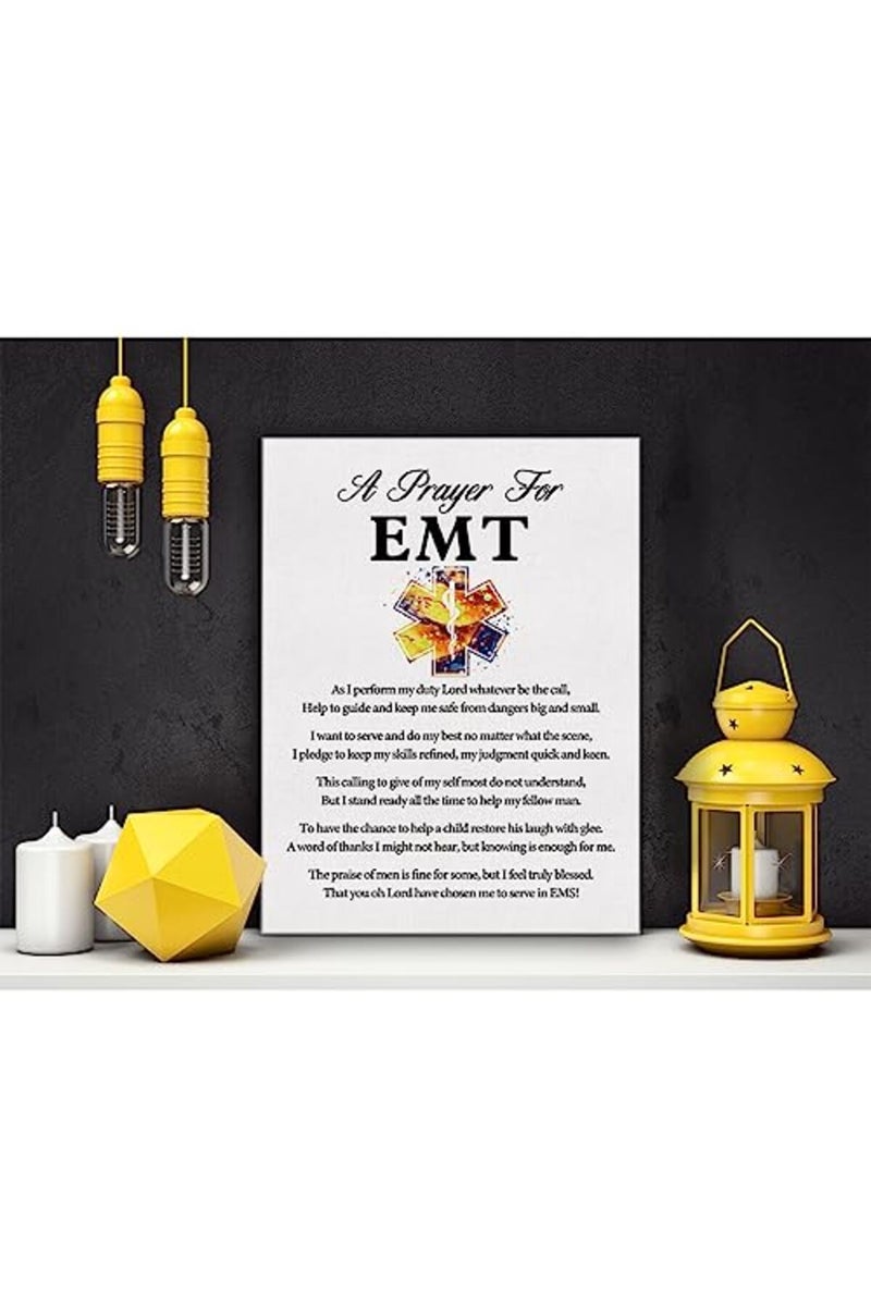 Hijie a EMT's Prayer Quote Poster Canvas Wall Art for Office Home Decor - EMTs Medical Professionals Canvas Print Wall Art Painting Ready to Hang Gifts - Easel & Hanging Hook 12x15 Inch - Image 5