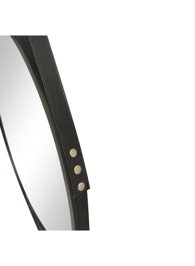 Migue home Round Iron Framed Wall Mirror, Modern Decorative Circle Mirror For Living Room, Bedroom, Bathroom & Entryway - Size 60cm x 60cm in Black - Image 2