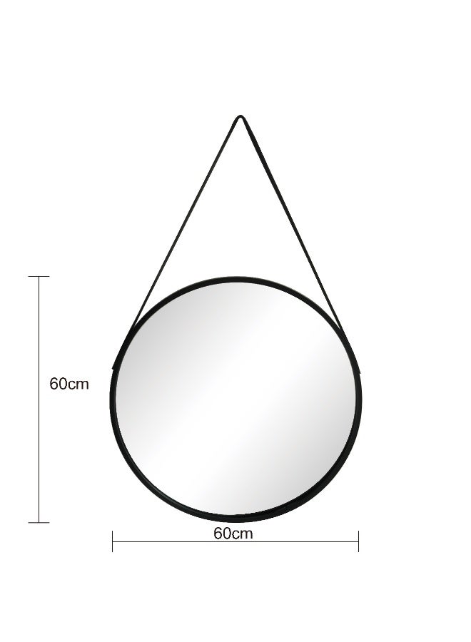 Migue home Round Iron Framed Wall Mirror, Modern Decorative Circle Mirror For Living Room, Bedroom, Bathroom & Entryway - Size 60cm x 60cm in Black - Image 4