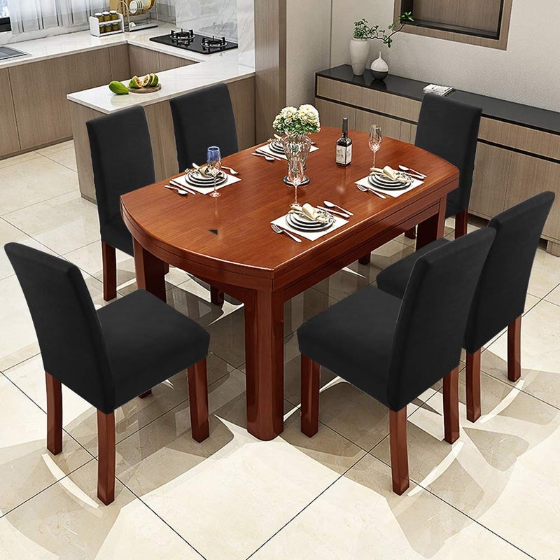 Fuloon Fuloon 6 Pack Super Fit Stretch Removable Washable Short Dining Chair Protector Cover Seat Slipcover for Hotel  Dining Room  Ceremony  Banquet Wedding Party  - Image 2