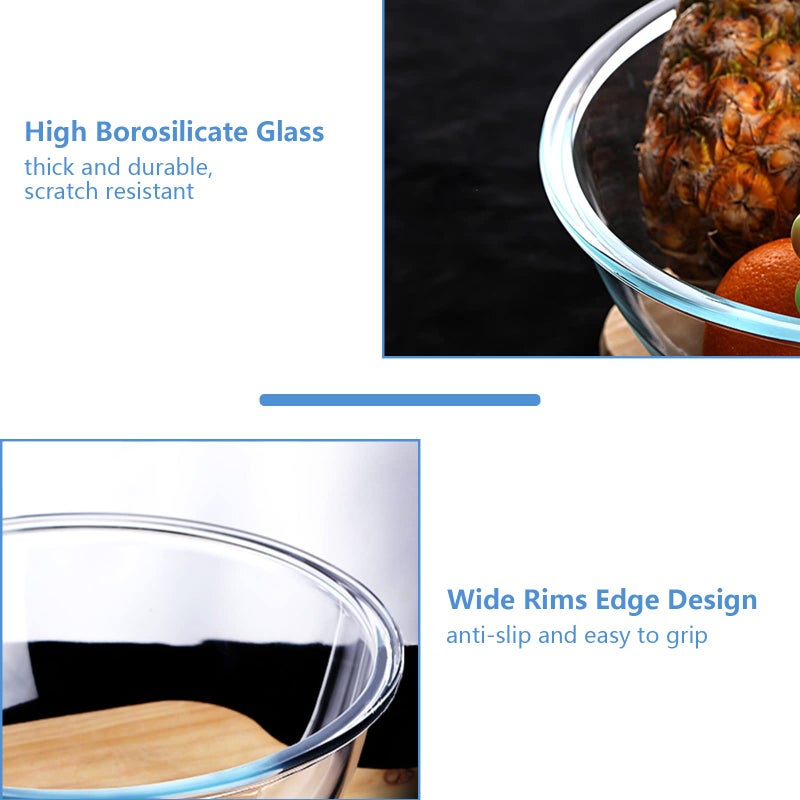 WhiteRhino WhiteRhino 8 Piece Glass Bowls with Lids, Heat Resistant Glass Mixing Bowls Set (3.7QT, 2.1QT, 1.1QT, 0.53QT), Clear Salad Bowls with BAP-Free Lids for Kitchen, Oven Microwave Dishwasher Safe  - Image 4