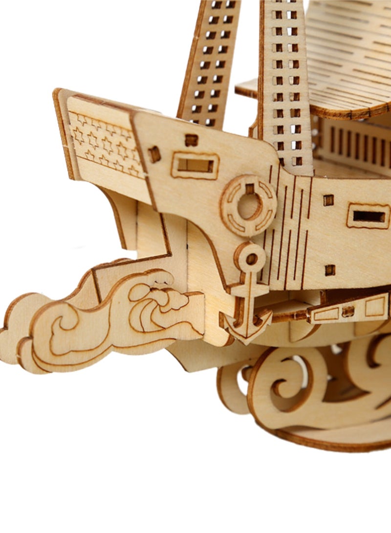 Children's Educational Assembly Toys Wooden 3D Puzzle(Handmade Wooden Ocean Sailboat) - Image 3