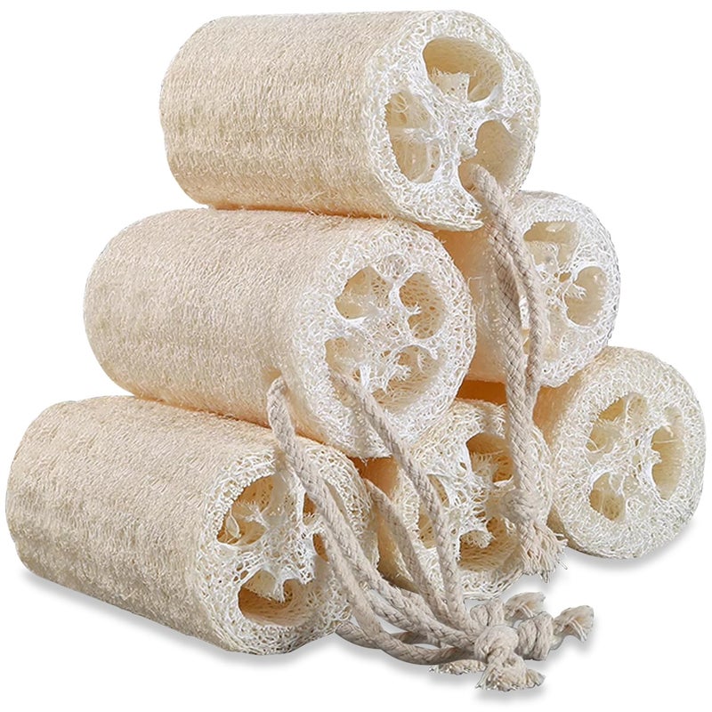 Natural Loofah Sponges Organic Luffa Loofah Bath Sponge Exfoliating Shower Body Sponge Scrubber for Deep Cleaning Real loofah Bath Shower Men Women Pack of 6