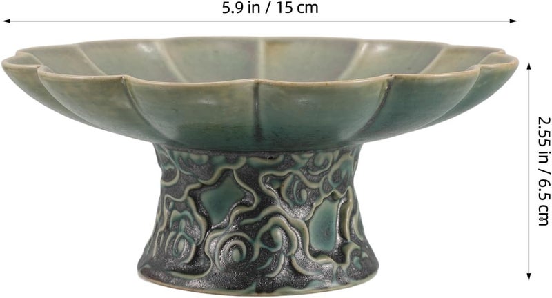 FUOYLOO Vintage Ceramic Decorative Pedestal Bowl Key Tray for Entryway Table Home Décor Accent Candy Serving Plate Fruit Platter for Hallway Snacks - Image 2