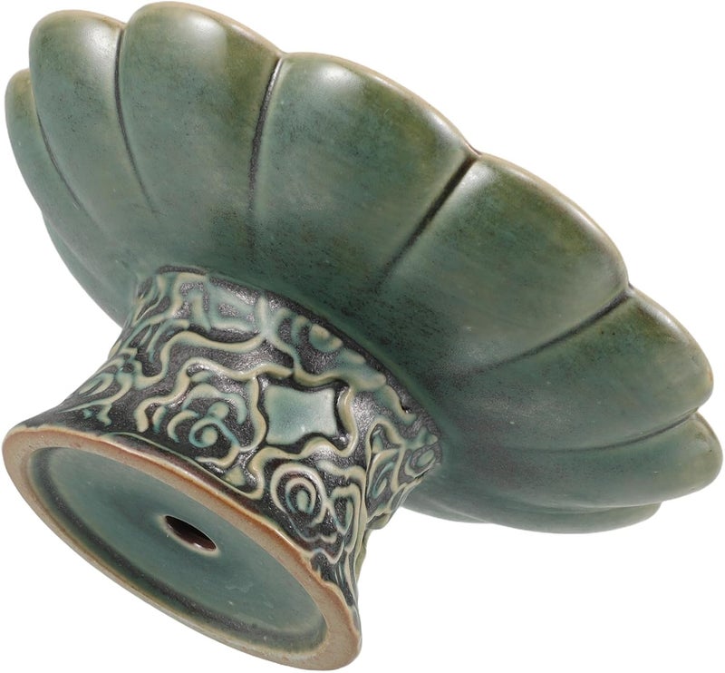FUOYLOO Vintage Ceramic Decorative Pedestal Bowl Key Tray for Entryway Table Home Décor Accent Candy Serving Plate Fruit Platter for Hallway Snacks - Image 1