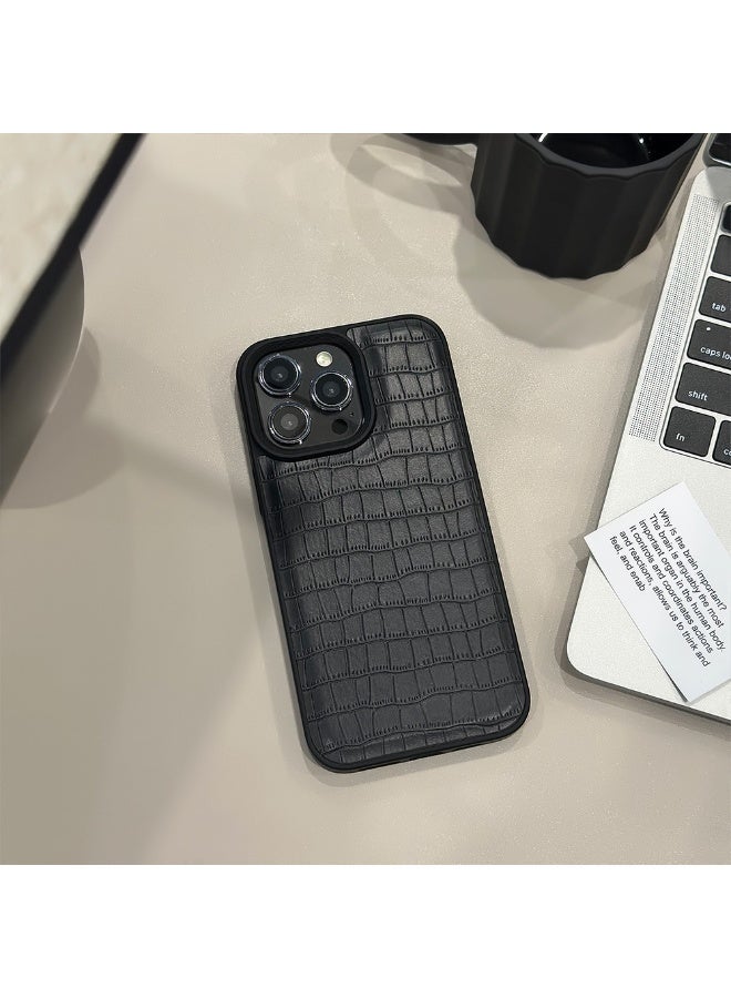 NIBEMINENT Crocodile Skin Pattern Protective TPU Case Cover For iPhone 16, Black