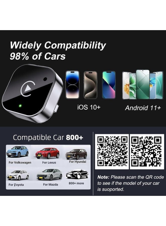 2-in-1 Wireless CarPlay & Android Auto Adapter, Plug & Play CarPlay Dongle Converts Wired to Wireless, Fast Auto-Connect, No Delay, Compact Design for iPhone & Android with USB/USB-C Port(Black) - Image 2