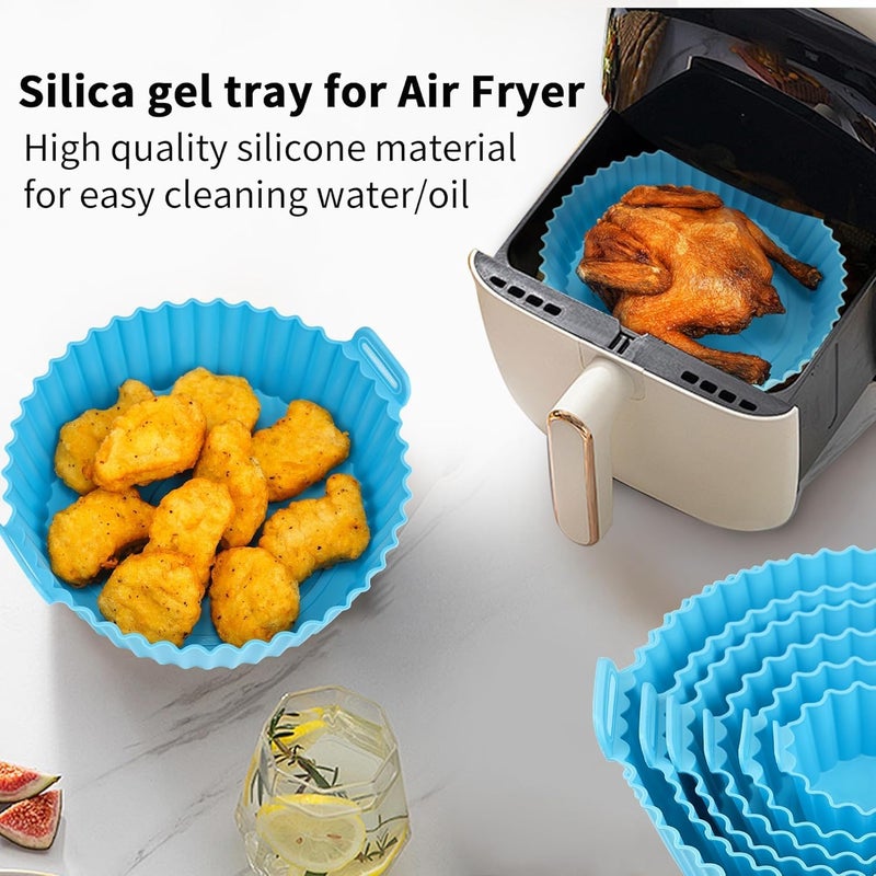 VKPSN VKPSN 6 Pcs Round Reusable NonStick air Fryer Accessories Silicone Coating Pot Basket Multicolor  - Image 2