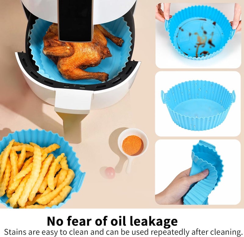 VKPSN VKPSN 6 Pcs Round Reusable NonStick air Fryer Accessories Silicone Coating Pot Basket Multicolor  - Image 3