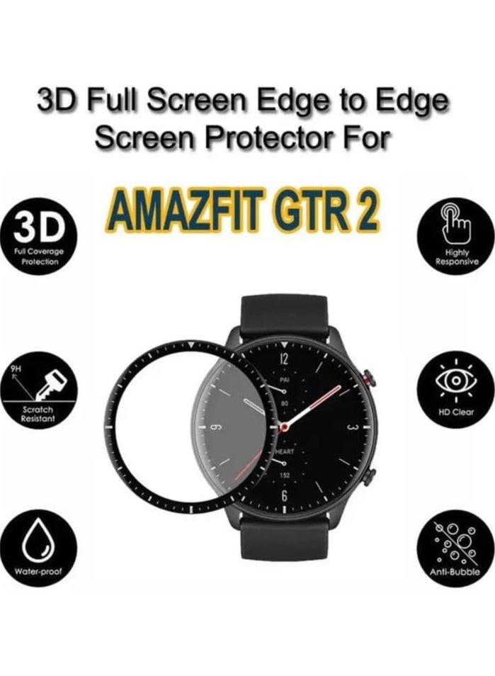 واقي شاشة ELMO3EZZ متوافق مع ساعة Amaizfit GTR 2/ طبقة حماية ناعمة ثلاثية الأبعاد ذات حافة منحنية [مضاد للخدش] [خالٍ من الفقاعات] [مقاوم للغاية للكسر] [حساس للغاية] (ليس زجاجًا) - Image 5