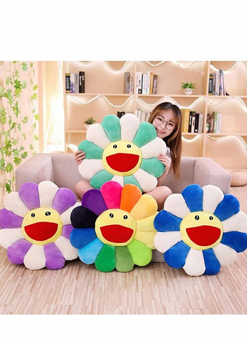 Flower Plush Pillow, Comfortable Sunflower Smiley Cushion Colorful Sun Toy Home Bedroom Shop Restaurant Decor  - Image 2